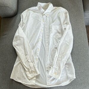 GAP White Poplin Casual Button Down Slim Fit Stretch Shirt Long Sleeve